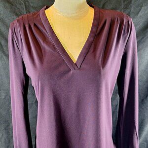 Ann Taylor Women's Small Purple V-Neck Long Sleeve Pullover Blouse